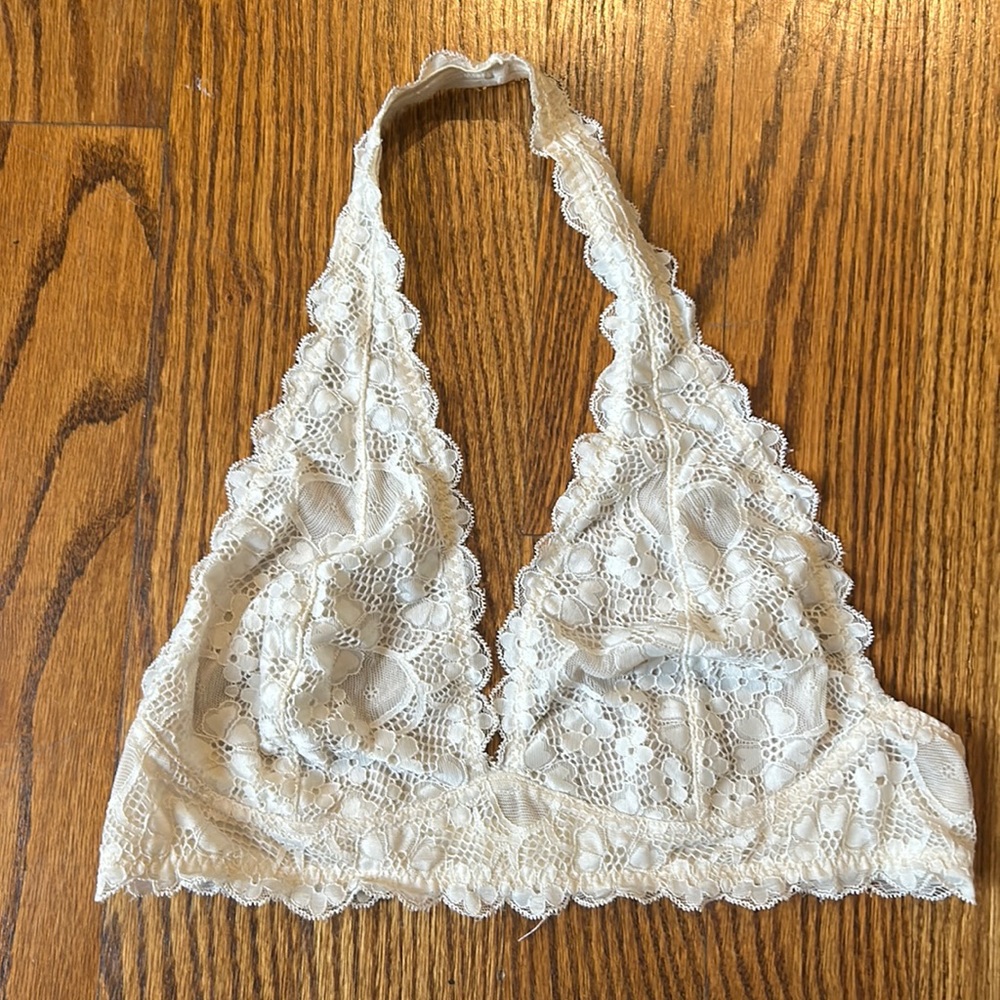 Free People Galloon Lace Halter Bra White